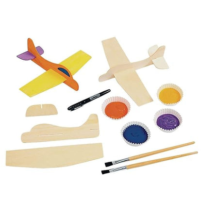 Colorations® Decorate Your Own Wooden Model Airplanes, Set of 12, Create Unique & Personal Designs, Fun Kids Craft Project, Craft Project for Boys & Girls, Decorate & Play Craft