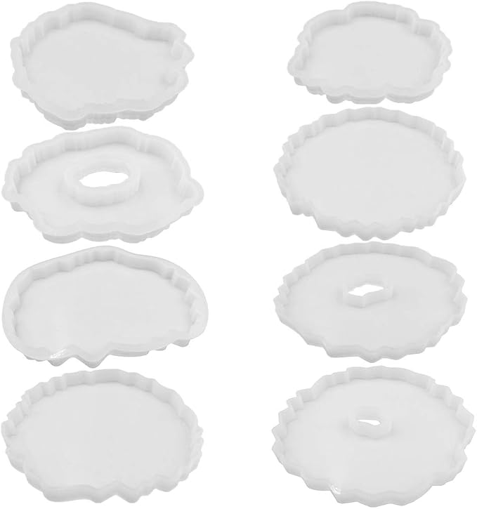 SENHAI 8Pcs Coaster Silicone Epoxy Resin Molds, Irregular Geode Coaster Resin Molds for DIY Crafts, Home Decoration, Making Agate Coasters Set