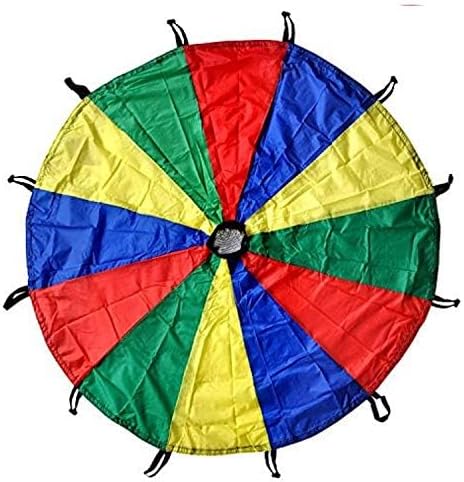 GSi Kids Play Parachute Rainbow Parachute Toy Tent Game for Children Gymnastics Cooperative Play and Outdoor Playground Activities (30 Feet)
