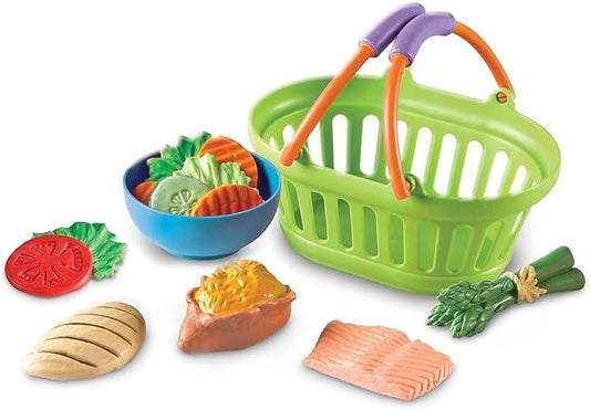 Learning Resources New Sprouts Healthy Dinner, Pretend Play Food Set, Kitchen Toys, 14 Piece Set, Ages 18mos+
