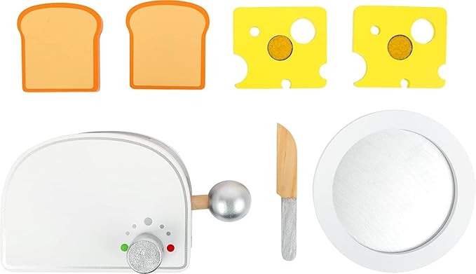 Small Foot Wooden Toys Breakfast Set Including Toaster, Toast and Much More a Complete playset for Play Kitchens Designed for Children Ages 3+, Multi (10594)