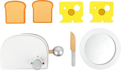 Small Foot Wooden Toys Breakfast Set Including Toaster, Toast and Much More a Complete playset for Play Kitchens Designed for Children Ages 3+, Multi (10594)