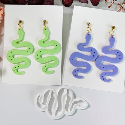 Xaekicr Polymer Clay Cutter Snake Shape – Curvy Clay Earring Cutter for Polymer Clay Jewelry, Bold Clay Tools for DIY Earrings, Halloween Crafts and Y2K Accessories
