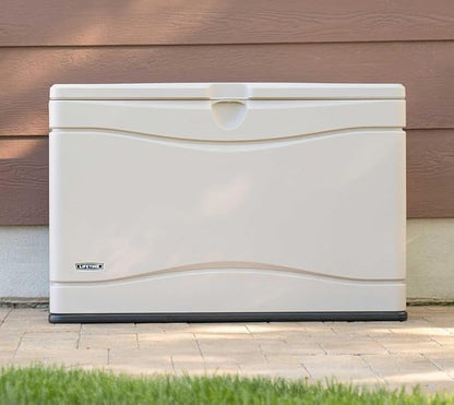 LIFETIME 60059 Black Bottom & Desert (Tan) Sides and Lid Outdoor Storage Box-80 Gal, 80 Gallon, Desert Sand