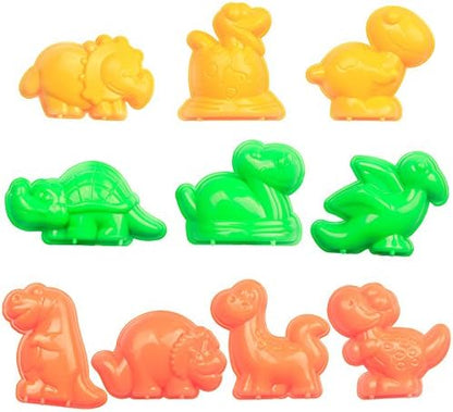 Animal Sand Molds & Tools Kit (36 Pcs) - Works with All Other Play Sand Brands - Includes: 10 Dinosaurs, 10 Animals & 12 Beach Molds, & 4 Tools - Sand Not Included