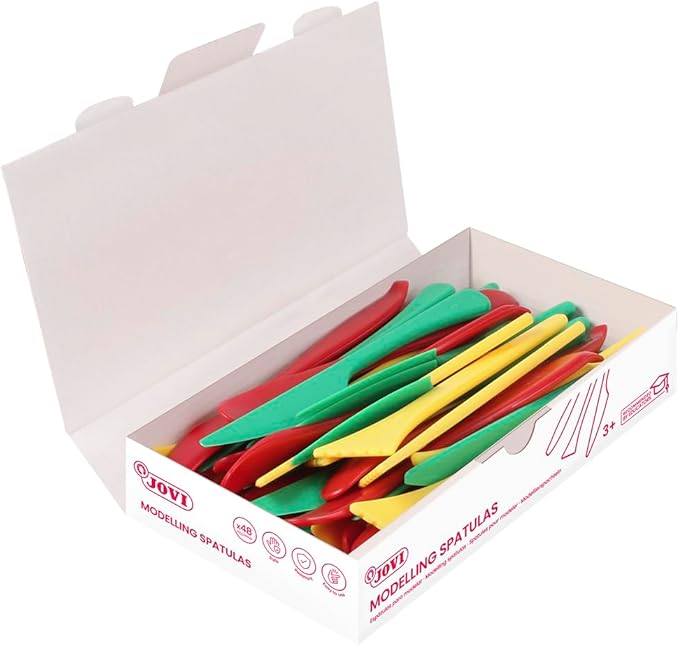 Jovi - Bulk Modeling Tools, Schoolpack, Plastic Can with 48 Sculpting Tools (3 Models x 16 Pieces Each), Back to School Supplies for Teachers, Ideal for Modeling Clays