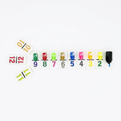 Mexican Train Dominoes with Numbers, Color Double 12 Numerical Domine Set for Adults and Family, Classic 91 Tiles Board Grame with Aluminym Case