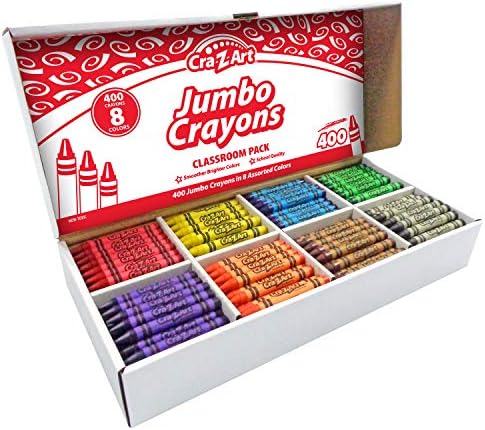 Cra-Z-art Jumbo Crayon Bulk Class Pack 400ct 8 Assorted Colors, Back To School Supply List Essential, Bulk Pack for School Supply Rooms and In Class For Teachers