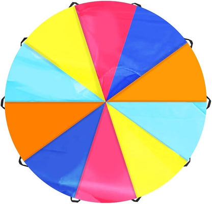 SPINFOX Multicolored Parachute - 6FT, 10FT, 20FT with Handles for Kids Indoor Outdoor Play