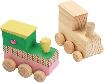 Colorations® Decorate Your Own Wooden Trains, Set of 6, Craft for Kids & Fun Home Activities, Create Unique & Personal Designs, Fun Kids Craft Project, Individually Packaged, Craft & Enjoy!