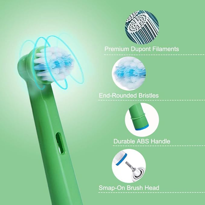 Kids Toothbrush Replacement Heads for Oral-B, Extra-Soft Bristles, Fits for Both Electric and Battery Braun Brushes, Except Vitality Sonic, CrossActino Power, Sonic Complete, Pulsonics, EB-10A