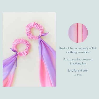 Sarah's Silks Wrist Streamers | 100% Silk Montessori and Waldorf Toys | Rhythm Ribbons for Dance, Imaginative, and Pretend Play | Includes 2 Pieces (Blossom)