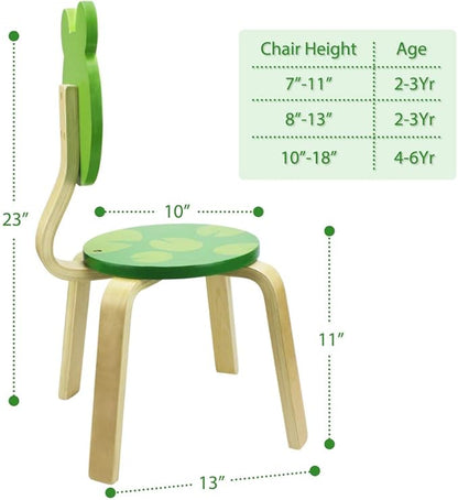 iPlay, iLearn 2 PCS Wooden Kids Chair Sets, Natural Hardwood Frog & Cow Animal Children Chairs, Furniture Set for Toddlers Kids Boys Girls, Stackable for Playroom, Nursery, Preschool, Kindergarten