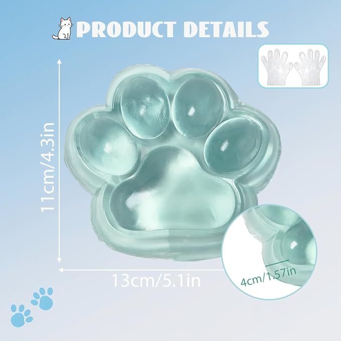 Large Cat Paw Taba Squishy Squeeze Toys 5-inch Green Cute Fufu Squishy Sensory Stress Relief Fidget Toys for Party Favors Sensory Anxiety Toys for Adults (Transparent Green)