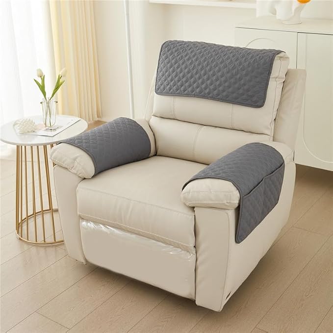 Recliner Chair Slipcover Mat Anti Slip Dogs Pet Kids Sofa Armrest Towel Cover Armchair Furniture Protector Couch Cushion 1 Seat (3pcs) (A3)