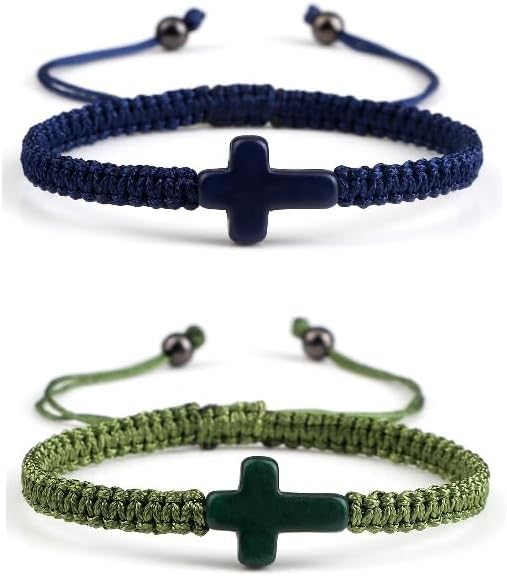 Adjustable Handmade Cross Braided Rope Bracelet for Christian Colorful Matching Couple Charm Jewelry Inspirational Religious Woven Bracelet Birthday Easter Thanksgiving Christmas Gifts
