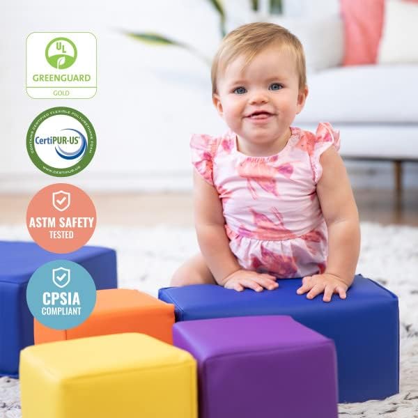 ECR4Kids ELR-12684 Softzone Foam Big Building Blocks, Soft Play for Kids (7-Piece Set), Toddler Blocks, Primary