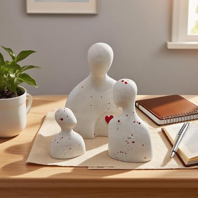 3 Pcs Loving family Silicone Resin Mold Abstract Sculptures Figurines Decoration Office Desk Articles mom dad and kid plaster statue Silicone Casting Molds for Gifts, 3D DIY Making Home Display Crafts