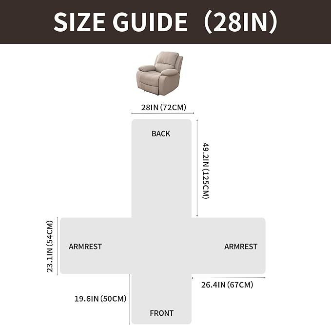 Easehomey 100% Waterproof Recliner Chair Covers, Non Slip Oversized Reclining Cover, Cover Furniture Protector Washable Chair Cover with Pocket,Elastic Straps for Kids,Pets,Dogs(Chocolate,28")