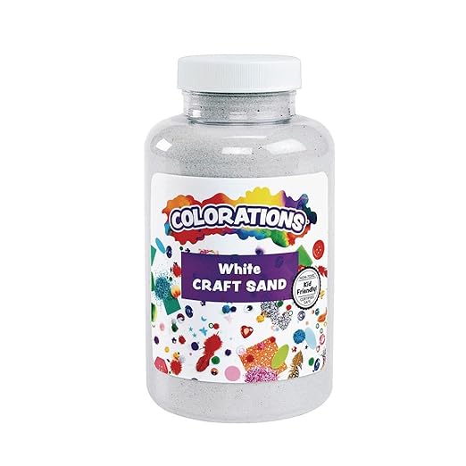 Colorations Colorful Vibrant Sand 22 oz Jar for Arts and Crafts & Play Activity, White (CSWH)