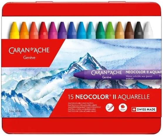 Caran d'Ache Classic Neocolor II Water-Soluble Pastels, 15 Colors