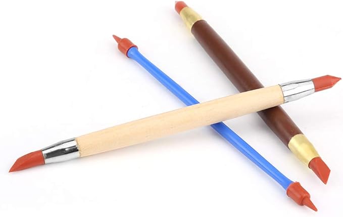 3 Pcs/set Clay Shaping Tools Silicon Polymer Head Pottery Clay Sculpting Modeling Pen Removing Traces DIY Tool