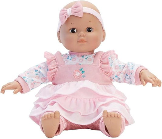 Madame Alexander 14-Inch Baby Cuddles Doll with Bottle, Pink Floral, Medium Skin Tone