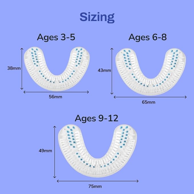 autobrush U Shaped Kids Manual Toothbrush- 360° Design for 5.1X Better Cleaning with Unique Nylon Bristles, Comfort Grip Handle, Waterproof Design, Ages 6-8, Butterfly (Double-Sided)