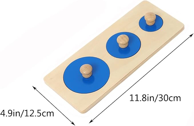 Thoth Montessori Multiple Circle Puzzle Board Knob Wooden Puzzle Geometric Shape Puzzle Early Education Material Sensorial Toy for Toddler Shape & Color Sorter (Multiple Circle)