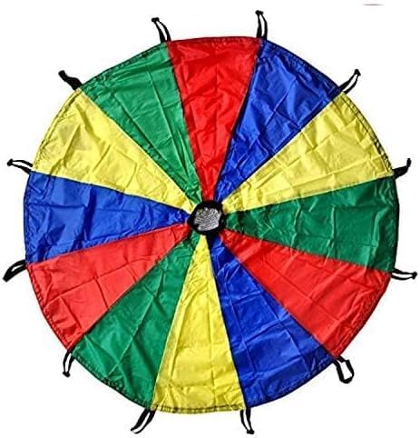 GSi Kids Play Parachute Rainbow Parachute Toy Tent Game for Children Gymnastics Cooperative Play and Outdoor Playground Activities (20 Feet)