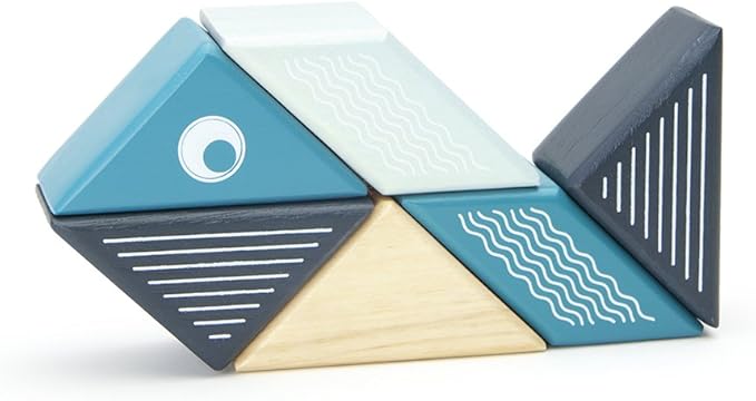 6 Piece Tegu Travel Pal Magnetic Wooden Block Set, Whale