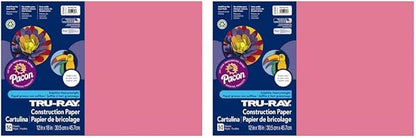 Pacon Tru-Ray Construction Paper, 76 lbs., 12 x 18, Shocking Pink, 50 Sheets/Pack (103045) (Pack of 2)