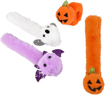 Halloween Plush Slap Bracelets, 8" Bracelets, Party Favor (12-Pack)