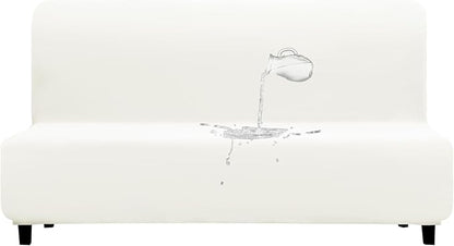 PureFit 100% Dual Waterproof Futon Cover, Waterproof Couch Cover for Futon - Stretch Non Slip Fleece Sofa Covers Washable, Leakproof Furniture Protector for Kids, Pets, Dog (Futon, Beige)