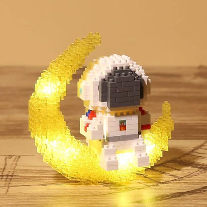 Micro Building Blocks Astronaut Model with Light Building Toy, Micro Building Kits for Kids or Adult Gifts, Spaceman on The Moon Mini Blocks Set DIY Bricks Toys