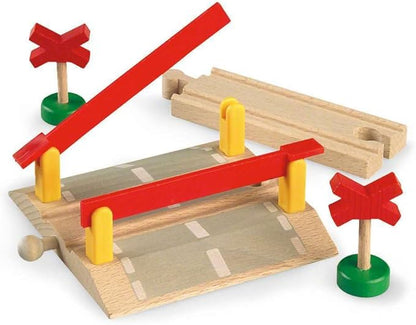 BRIO World 33388-4 Piece Railway Crossing Set | Fun and Interactive Wooden Train Accessory for Kids | Enhances Creativity and Motor Skills | FSC-Certified Eco-friendly Toy for Ages 3 and Up