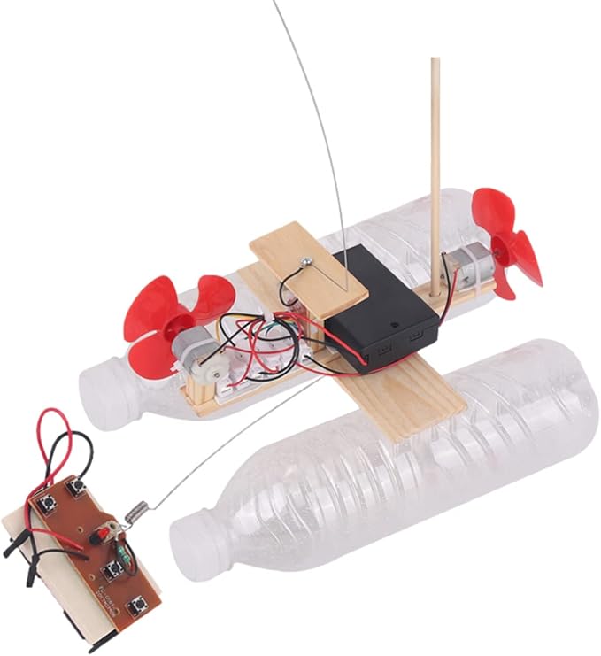 Wooden Electric Wind Powered Boat Model Kit, Science Experiment Kit for Youth Age, Wireless Remote Control Wind Boat Stem Project, Educational DIY STEM Set for Youth