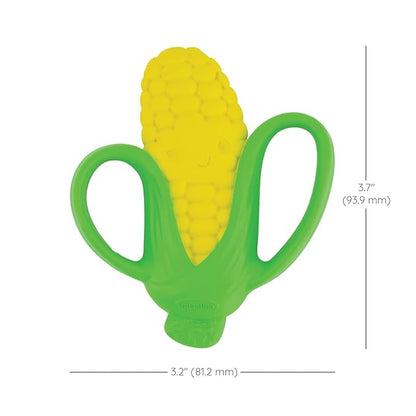 Infantino Lil' Nibbles Textured Silicone Teether - Sensory Exploration and Teething Relief with Easy to Hold Handles, Corn