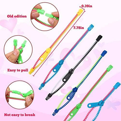 Wpond 28 Pcs Valentines Day Gifts, Kids Valentines Day Prefilled Valentine Cards with Zipper Bracelets, Zipper Bracelet Friendship Bracelet Party Sensory Bracelet Toys Favors for School Students