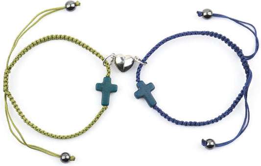 Adjustable Handmade Cross Braided Rope Bracelet for Christian Colorful Matching Couple Charm Jewelry Inspirational Religious Woven Bracelet Birthday Easter Thanksgiving Christmas Gifts