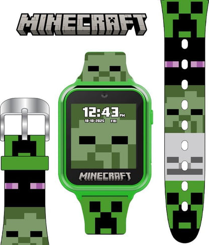 Minecraft Kids Smartwatch - Interactive LED Screen Watch with 10 Custom Watch Faces, Games, Camera, Alarm, Step Tracker & More - Fun Tech Gift for Boys and Girls - Fits Wrists 5.5'' to 8.0"