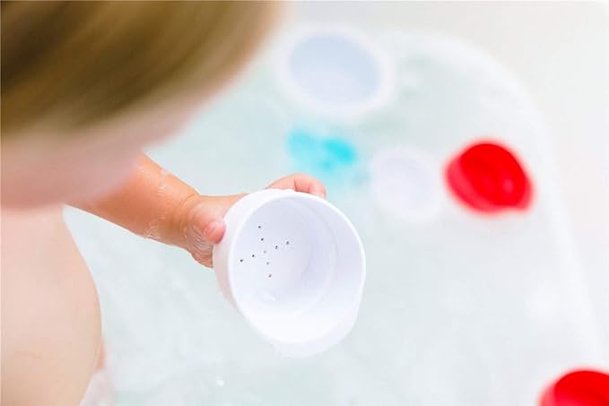 Ubbi Lighthouse Stacking Cups Bath Toys, Includes 6 Cups, Toddler Bathtub Toys, Dishwasher Safe Toddler Toys