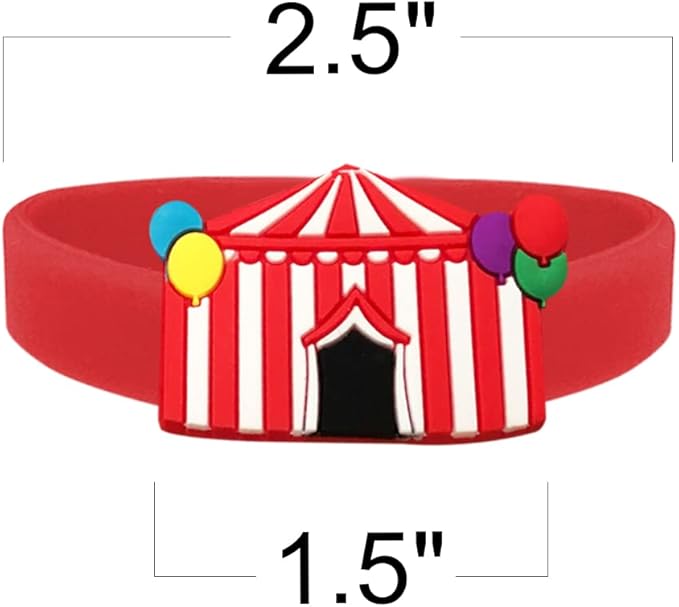ArtCreativity Carnival Rubber Bracelets for Kids, Set of 12, Colorful Stretchy Rubber Wristbands for Boys and Girls, Fun Birthday Party Favors for Children, Goodie Bag Fillers, Carnival Prize