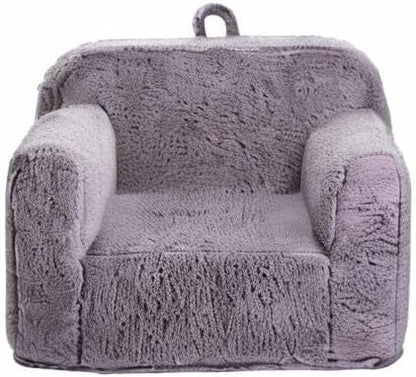 Kids Snuggly-Soft Sherpa Chair, Cuddly Toddler Foam Chair for Boys and Girls, Grey