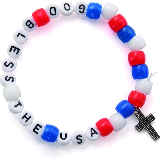 Fun Express REL Patriotic Pony Bead Bracelet CK - Craft Kits - 12 Pieces