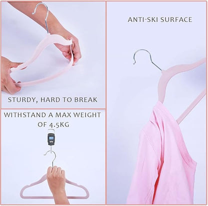 Kids Velvet Clothes Hangers, Non Slip Baby Hangers Pink (11.6" Inch - 40 Pack)