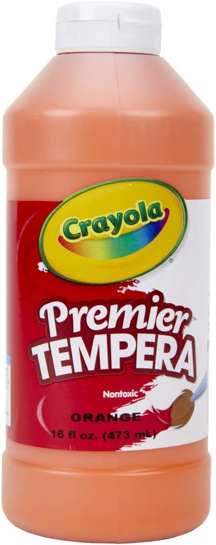 Crayola Premier Tempera Paint For Kids - Orange (16oz), Kids Classroom Supplies, Great For Arts & Crafts, Non Toxic, Easy Squeeze Bottle
