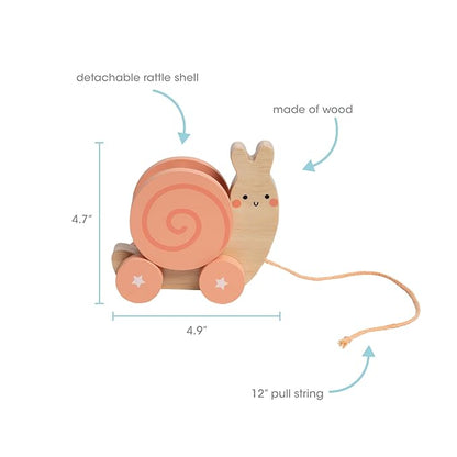 Pearhead Montessori Snail Pull Toy, Pull Along Wooden Toy, Early Development Push and Pull String Toy, Motor Skill Toy for Toddlers Ages 1+ Year