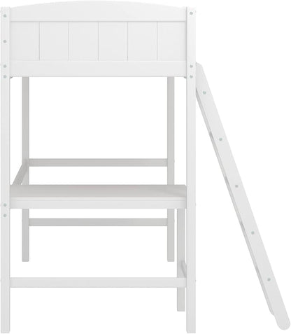 Hillsdale Alexis Contemporary Wood Arch Twin Size Loft Bed with Desk, White