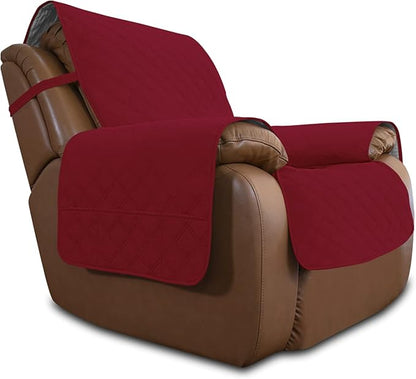 Easy-Going Sofa Slipcover Waterproof Oversized Recliner Chair Cover Non-Slip Fabric Couch Cover for Living Room Washable Furniture Protector for Pets Kids Dog (Oversized Recliner, Christmas Red)